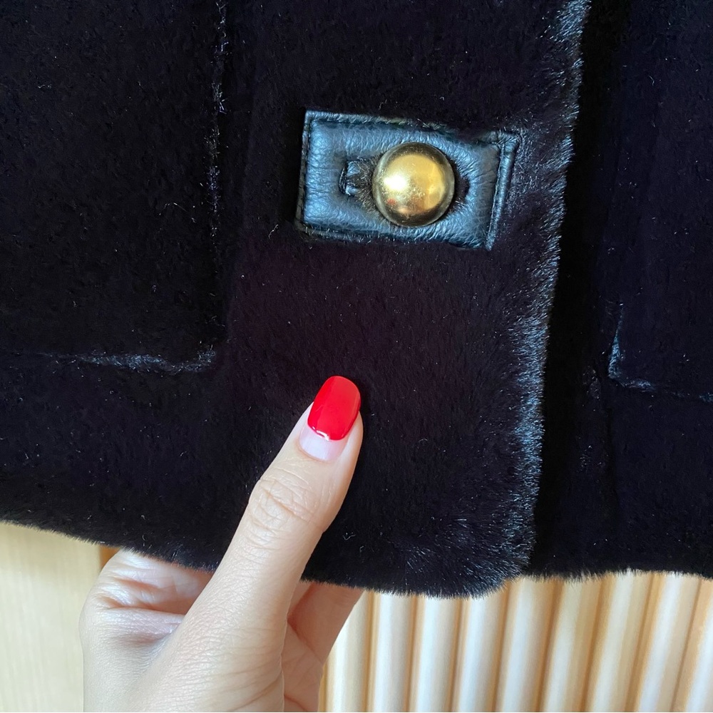 Zara black faux fur jacket with gold buttons - Picture 7 of 12
